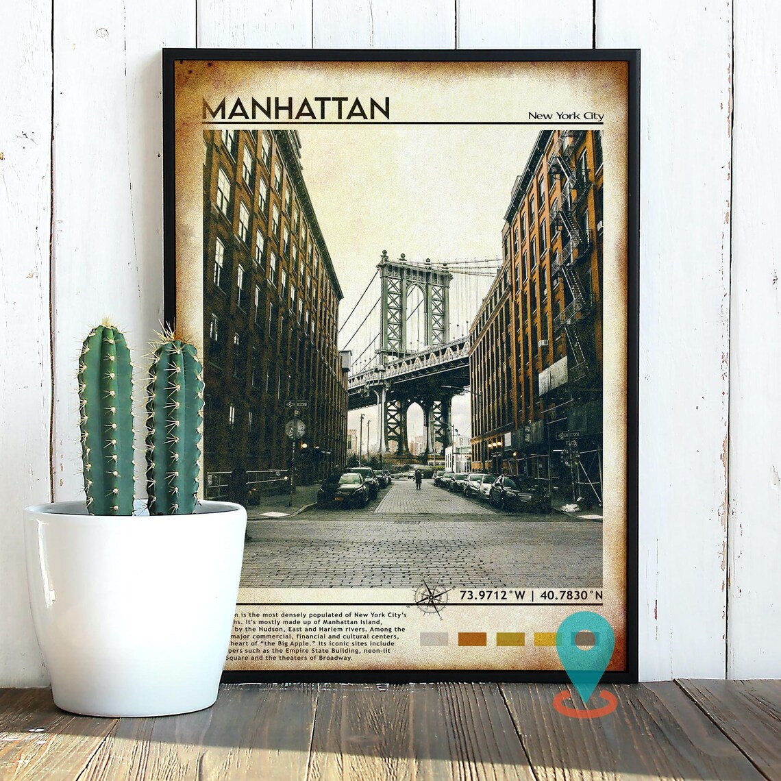 Manhattan New York City DUMBO Bridge Cobblestone Street Poster - Image 5