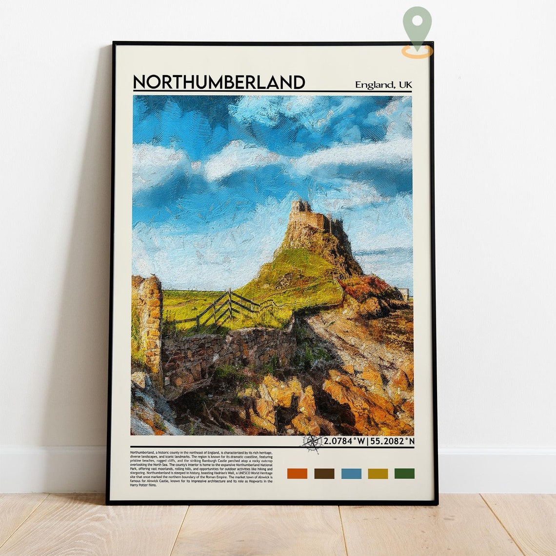 Northumberland Travel Print Northumberland Artwork Sea Travel Print Northumberland Print Northumberland Poster Northumberland Wall Art - Image 2