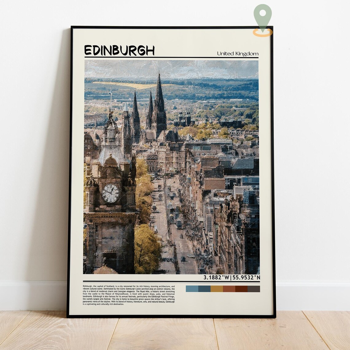 Edinburgh United Kingdom Clock Tower Street Oil Painting Travel Poster - Image 4