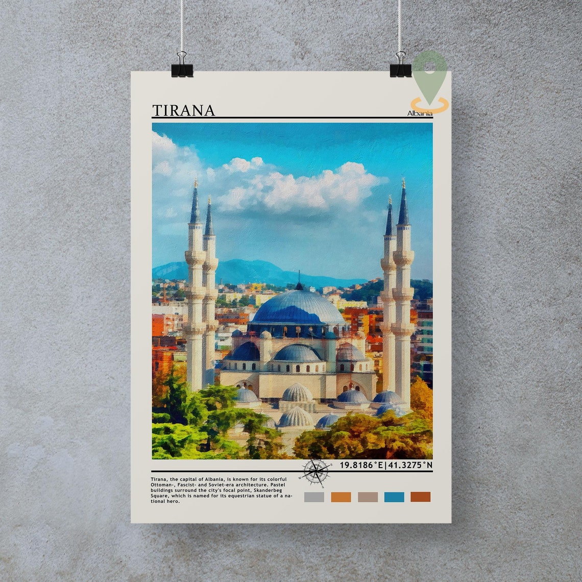 Tirana Travel Poster Tirana Print Tirana Wall Art Tirana Vintage Poster Tirana Photo Tirana Poster Print Tirana Art Albania Poster - Image 3