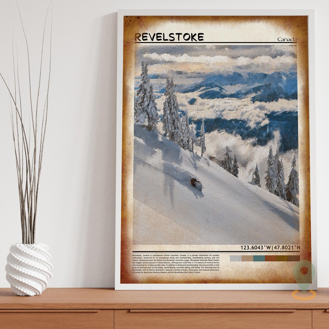 Revelstoke Canada Powder Snow Alpine Slope Winter Ski Travel Poster - Image 3