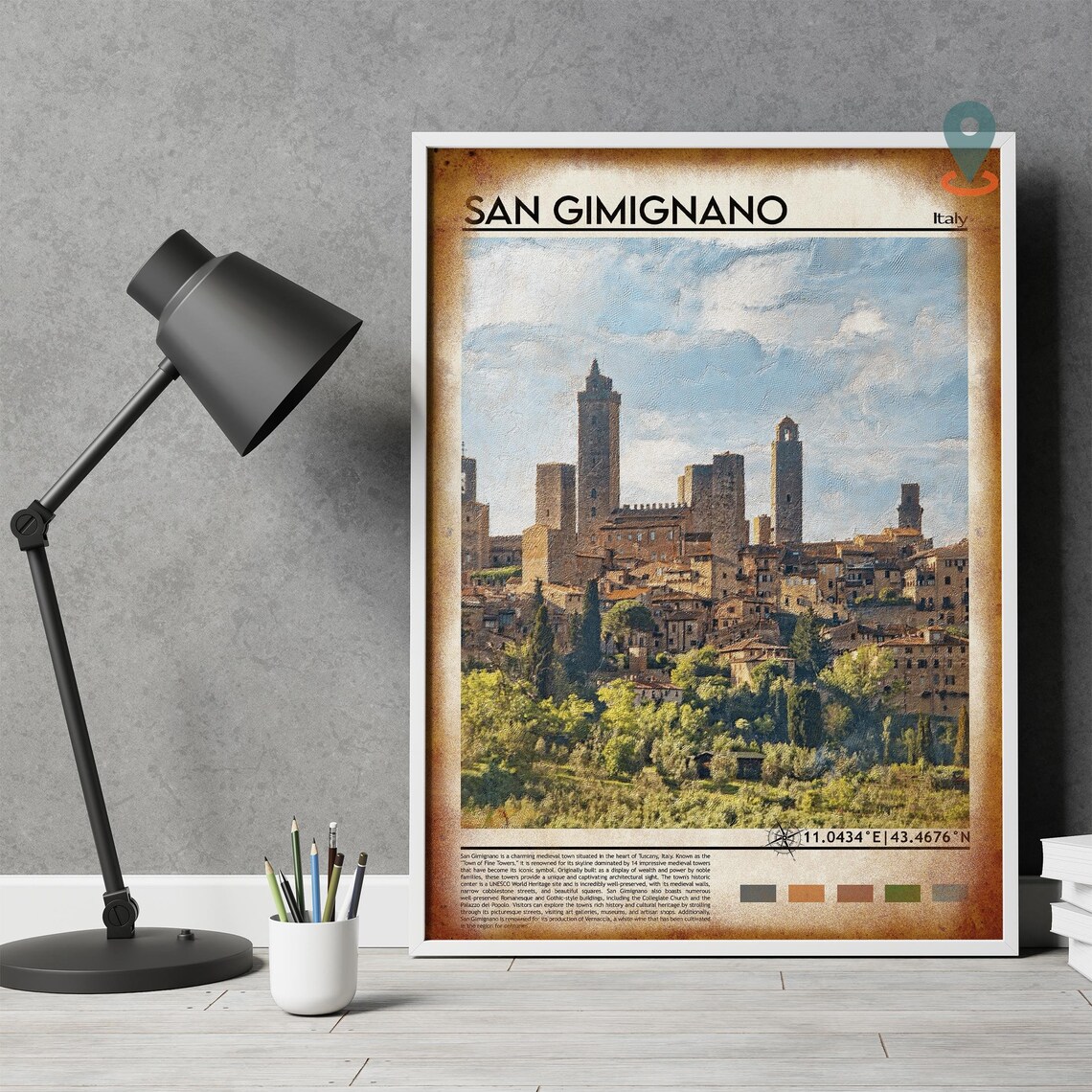 San Gimignano Italy Tuscan Medieval Stone Towers Travel Art Print - Image 4