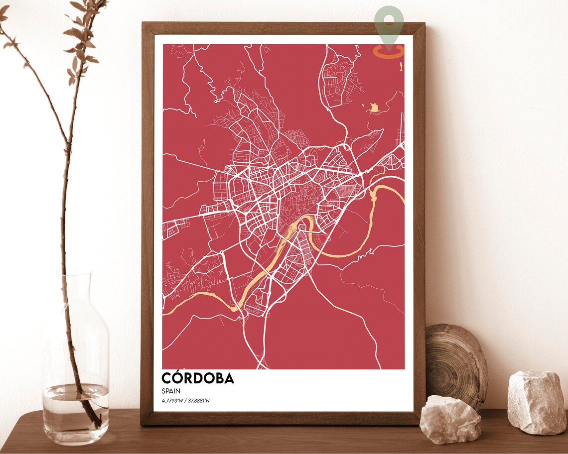 Cordoba Spain Andalusia Dark Orange River City Map Art Poster - Image 4