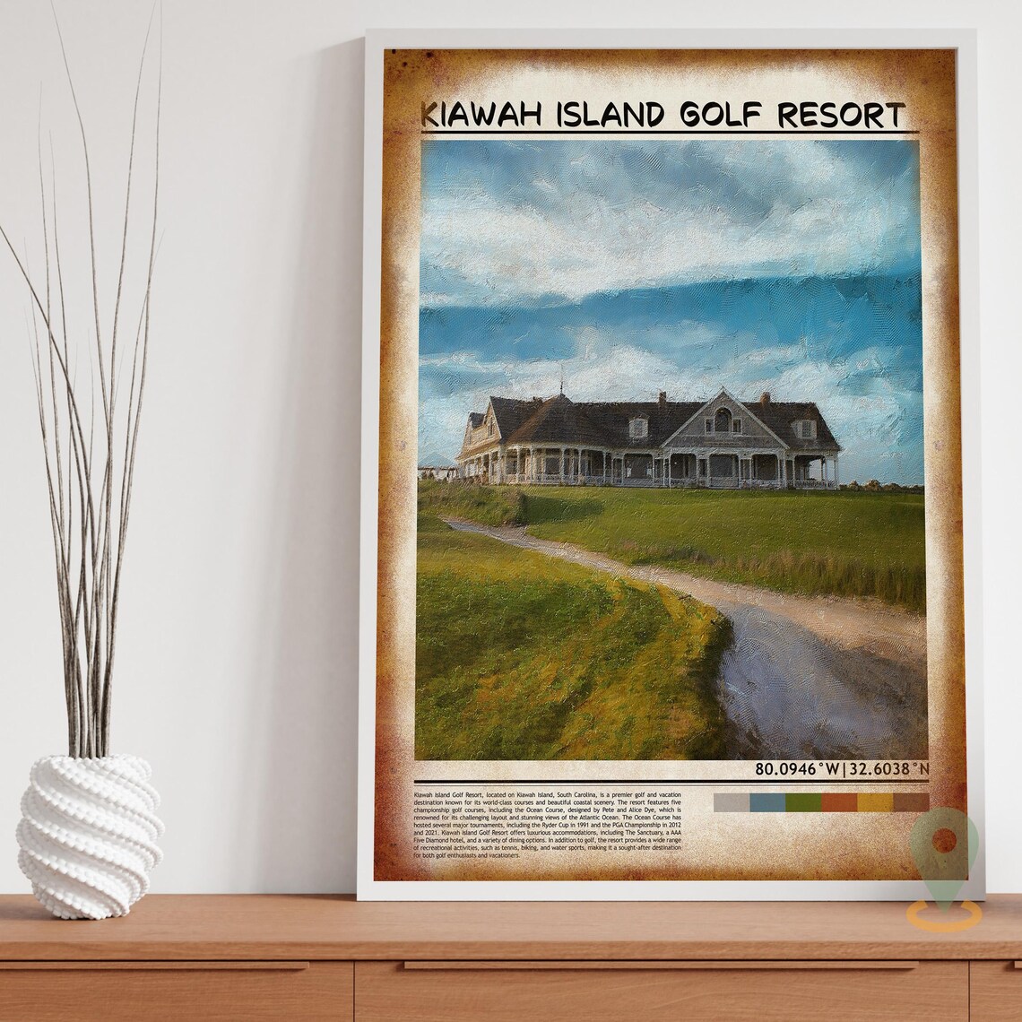 Kiawah Island Golf Resort Clubhouse Coastal Sports Poster Art - Image 3