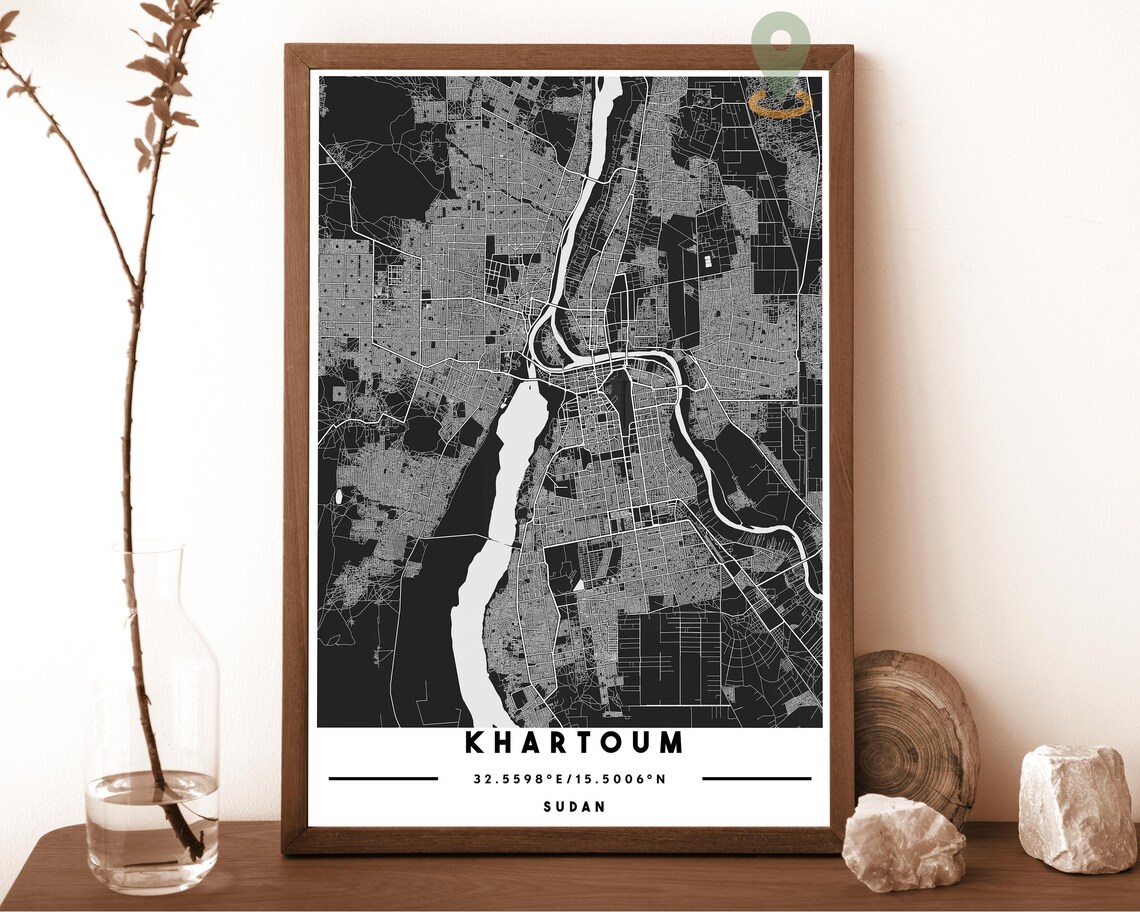 Khartoum Sudan City Street Map Nile Gold Navy Poster Wall Decor - Image 6
