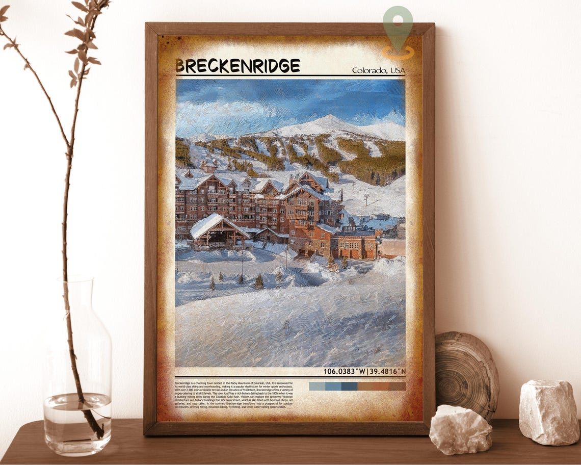 Breckenridge Colorado Ski Village Mountain Lodge Winter Poster - Image 6