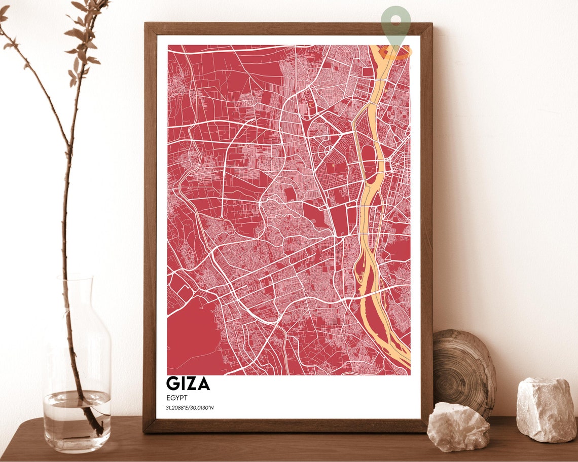 Giza Map Giza Map Print Giza Personalized Map Giza Wall Art Giza Travel Poster Giza Poster Giza Photo Giza Egypt Pyramid Of Giza - Image 3