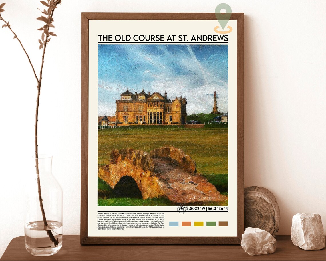 St Andrews Old Course Swilcan Bridge Golf Clubhouse Art Poster