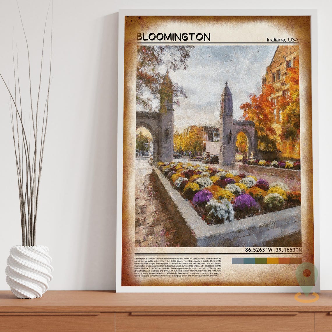 Bloomington Indiana USA University Arches Flower Beds Poster - Image 3