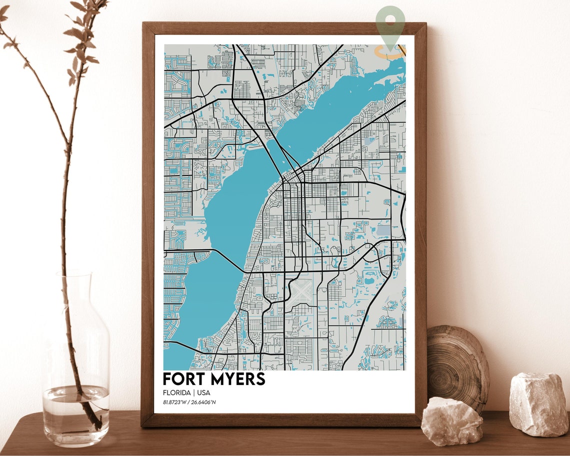 Fort Myers Map Fort Myers Map Print Fort Myers Personalized Map Fort Myers Wall Art Fort Myers Travel Poster Fort Myers Florida Print - Image 6