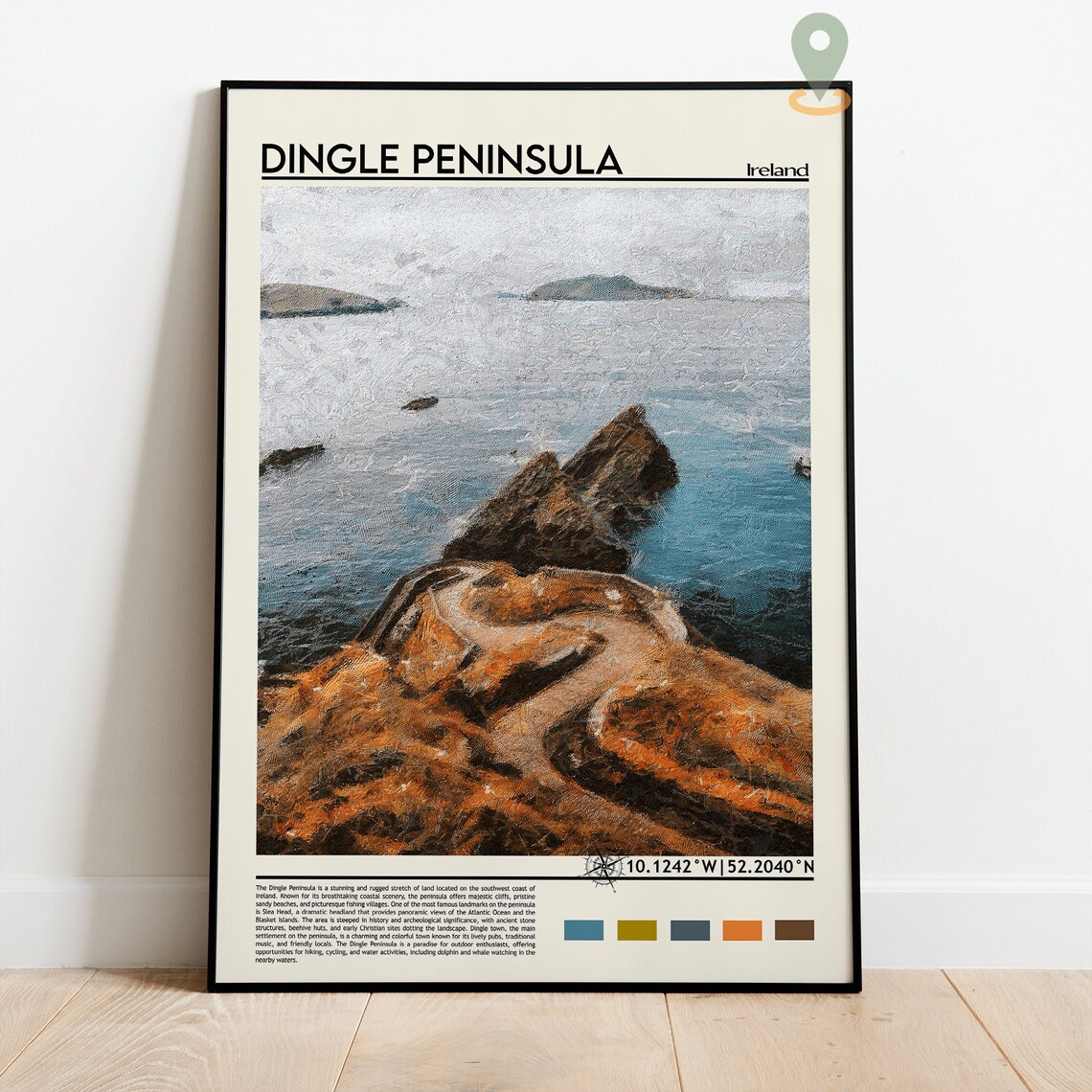 Dingle Peninsula Ireland Rocky Coast Watercolor Travel Poster - Image 2