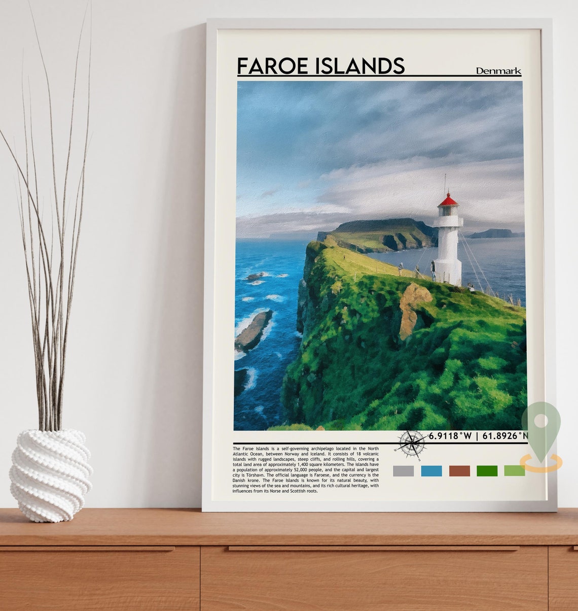 Faroe Islands Denmark Lighthouse Cliff Ocean Landscape Poster - Image 5