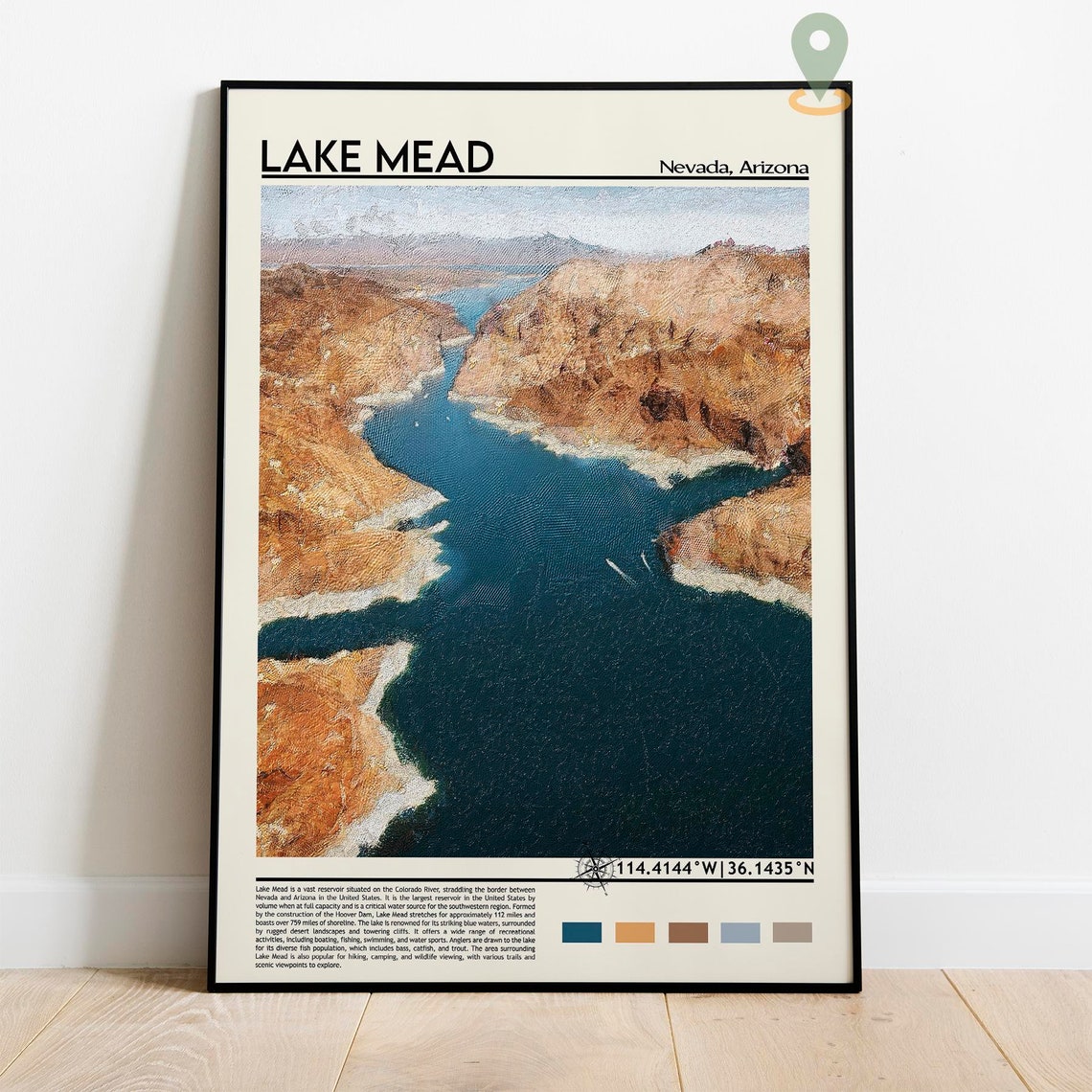 Lake Mead Print Lake Mead Poster Lake Mead Wall Art Lake Mead Travel Print Lake Mead Art Print Lake Mead Artwork Arizona Print - Image 3