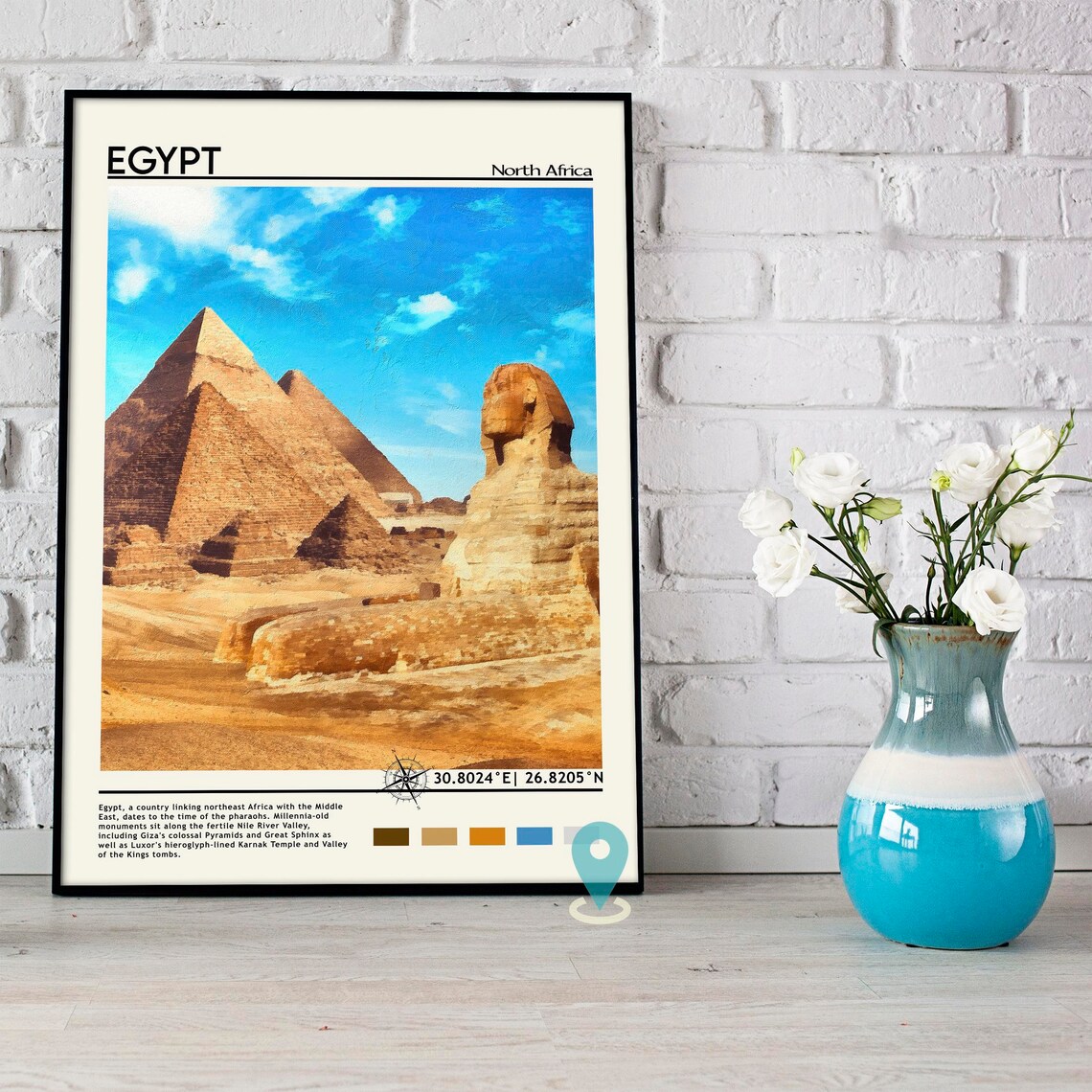 Egypt Giza Pyramids Great Sphinx Desert Landmark Travel Poster - Image 4