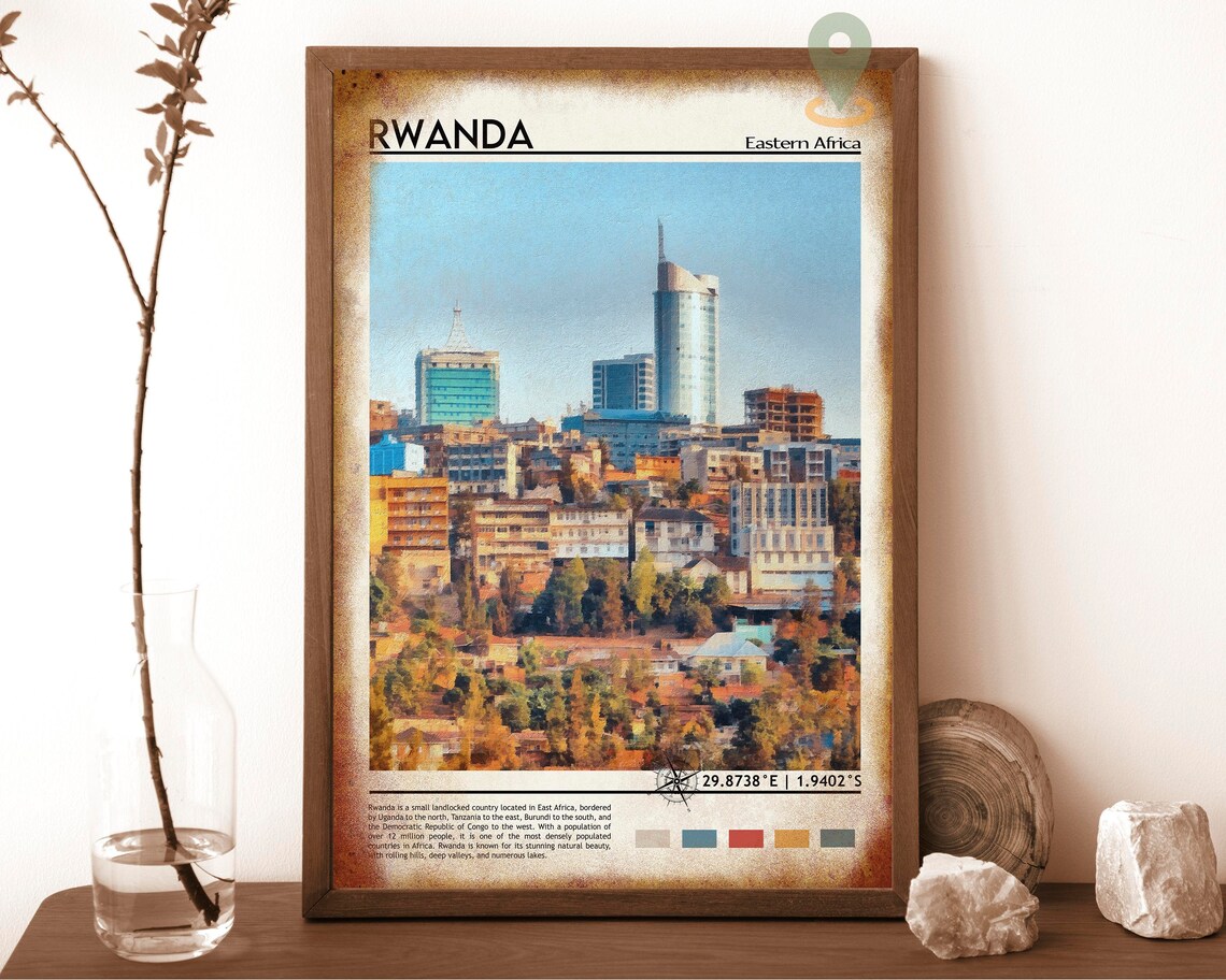 Rwanda Eastern Africa Kigali City Skyline Hills Travel Poster - Image 6