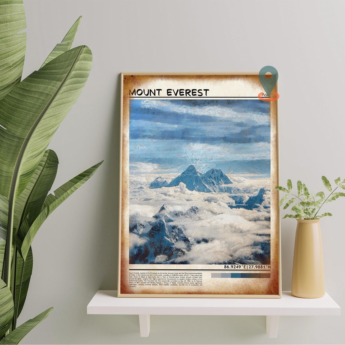 Mount Everest Asia Towering Snow Peak Above Clouds Art Poster - Image 5