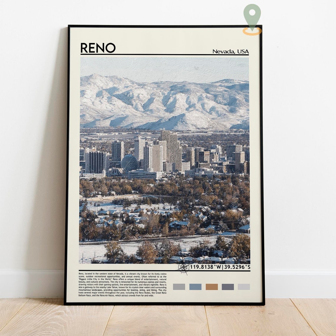 Reno Print Reno Poster Reno Wall Art Reno Travel Reno Art Print Reno Artwork Reno Photo Reno Nevada Print Reno City Reno Art - Image 5