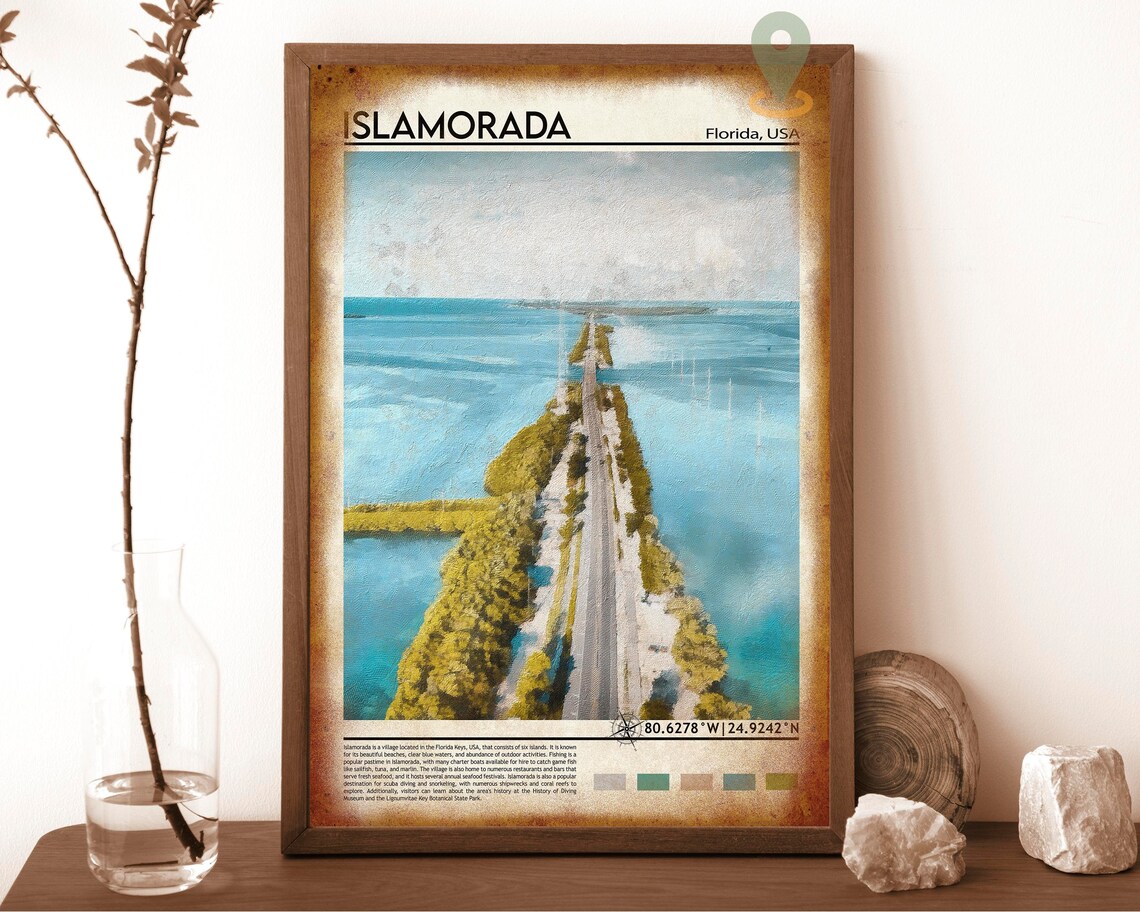 Islamorada Florida Overseas Highway Aerial Travel Poster Keys View - Image 6