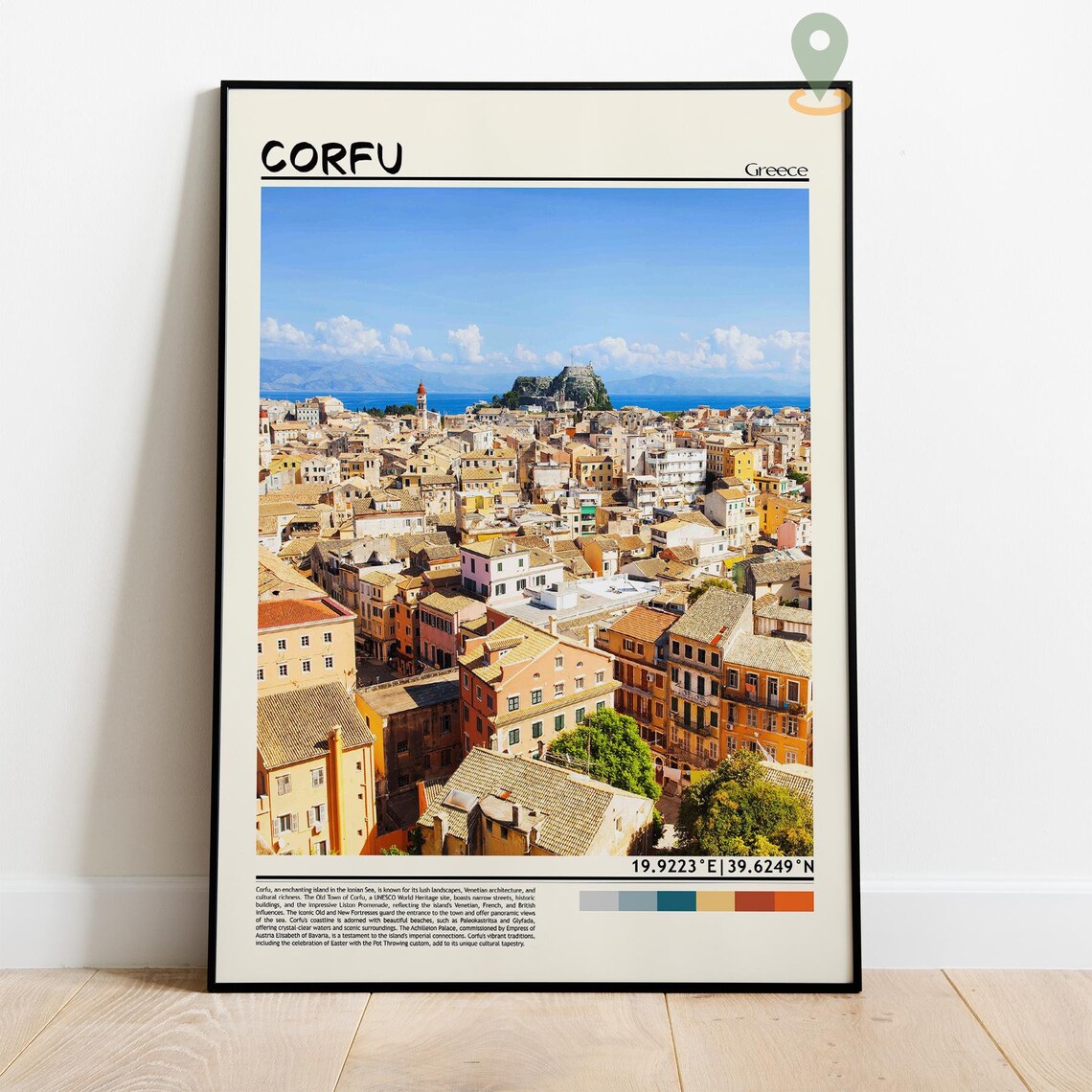 Corfu Greece Old Town Rooftops Fortress Sea View Photo Poster - Image 2