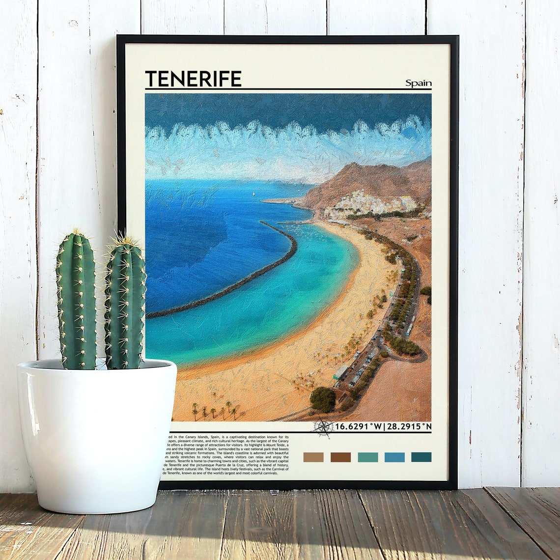 Tenerife Print Tenerife Poster Tenerife Wall Art Tenerife Travel Print Tenerife Art Print Tenerife Artwork Canary Island Print Spain - Image 5