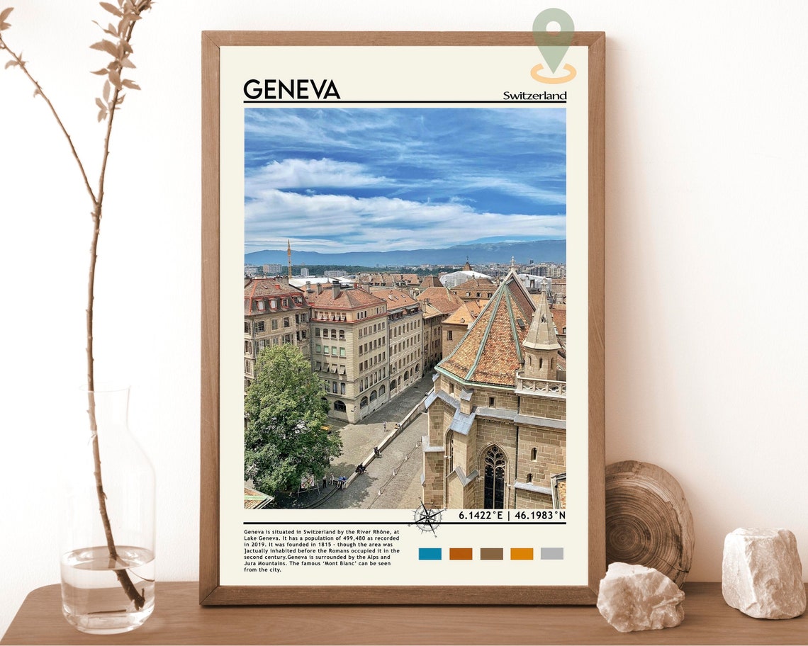 Geneva Print Geneva Art Geneva Poster Geneva Photo Geneva Poster Print Geneva Painting Switzerland Travel Poster Geneva City Gift