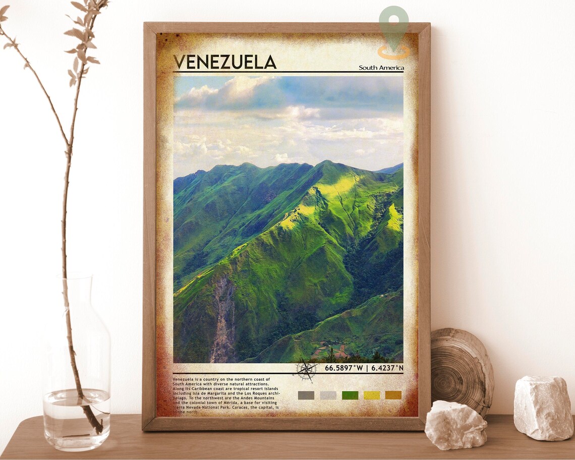 Venezuela Green Mountain Ridges South America Nature Travel Poster - Image 6