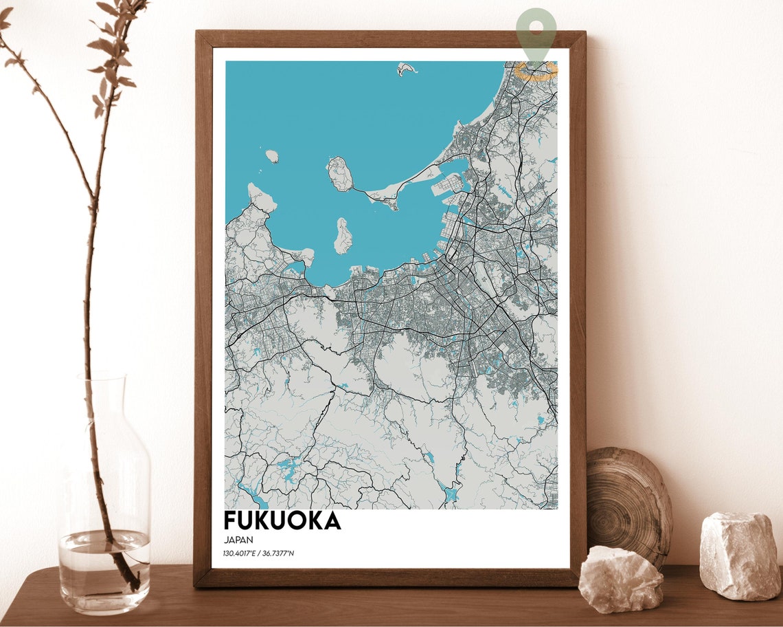 Fukuoka Map Fukuoka Map Print Fukuoka Personalized Map Fukuoka Wall Art Fukuoka Travel Poster Fukuoka Poster Fukuoka Japan