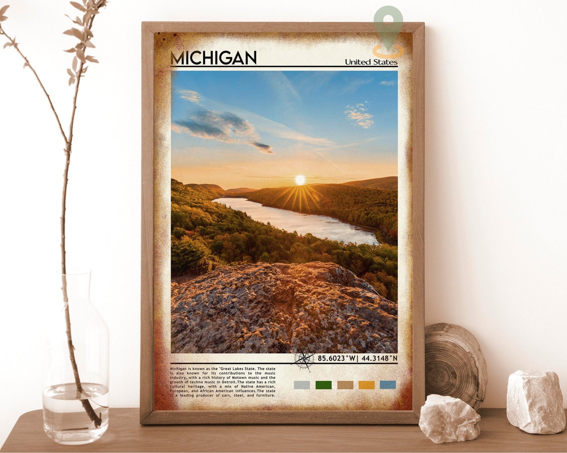 Michigan Print Michigan Art Michigan Poster Michigan Photo Michigan Poster Print Michigan Painting Michigan Travel Poster Lansing - Image 6