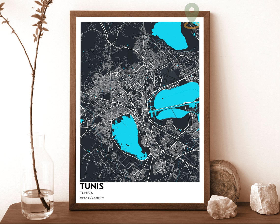 Tunis Tunisia Cream Red Street Map Vintage Style Wall Poster - Image 6