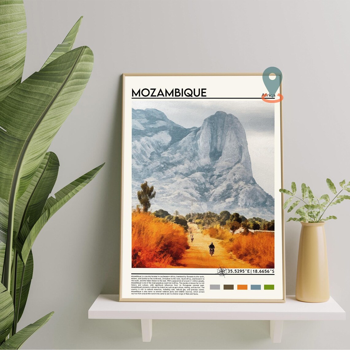 Mozambique Painted Granite Mountain Landscape Africa Travel Poster - Image 2