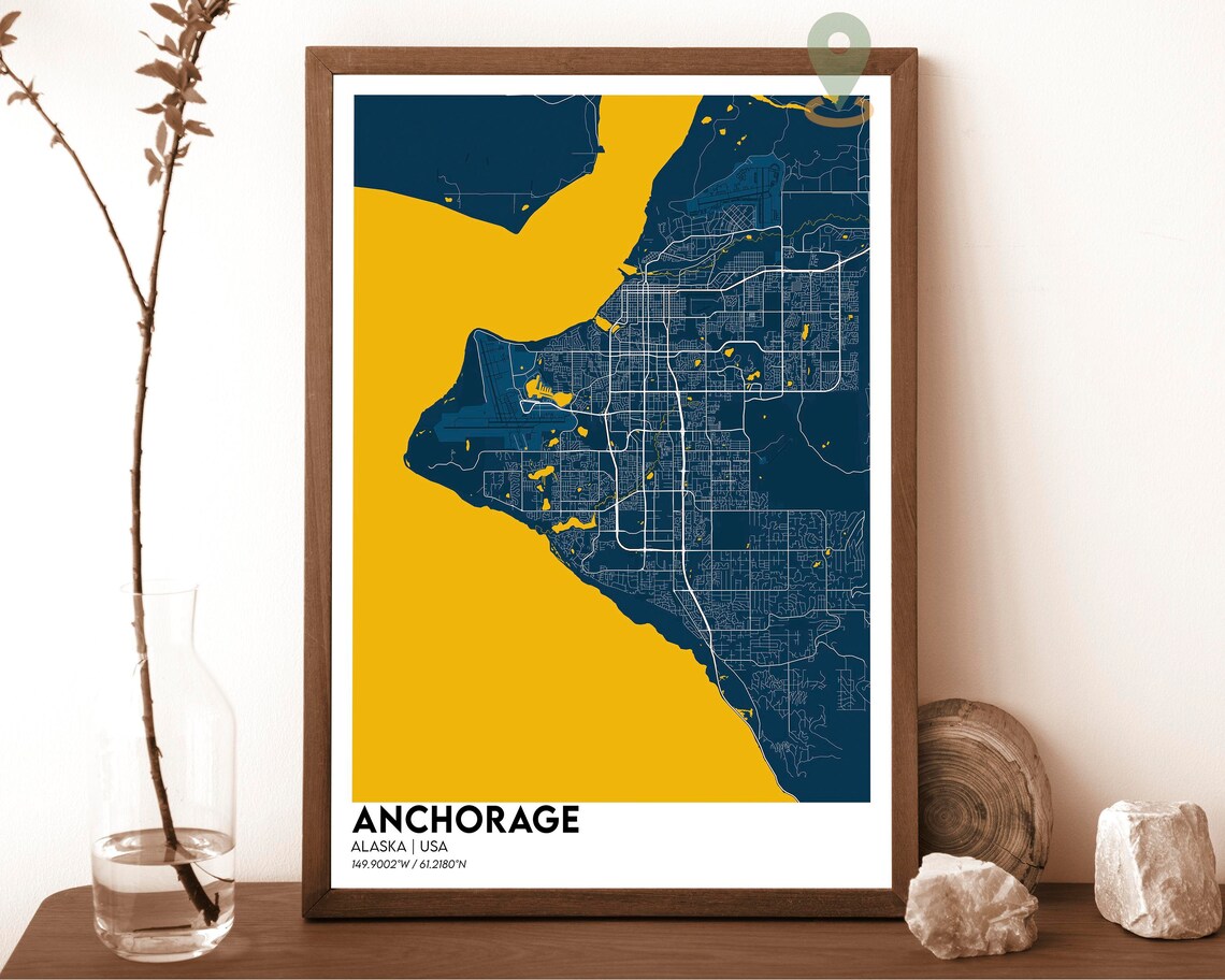 Anchorage Alaska USA Sepia Vintage Style City Street Map Poster - Image 2