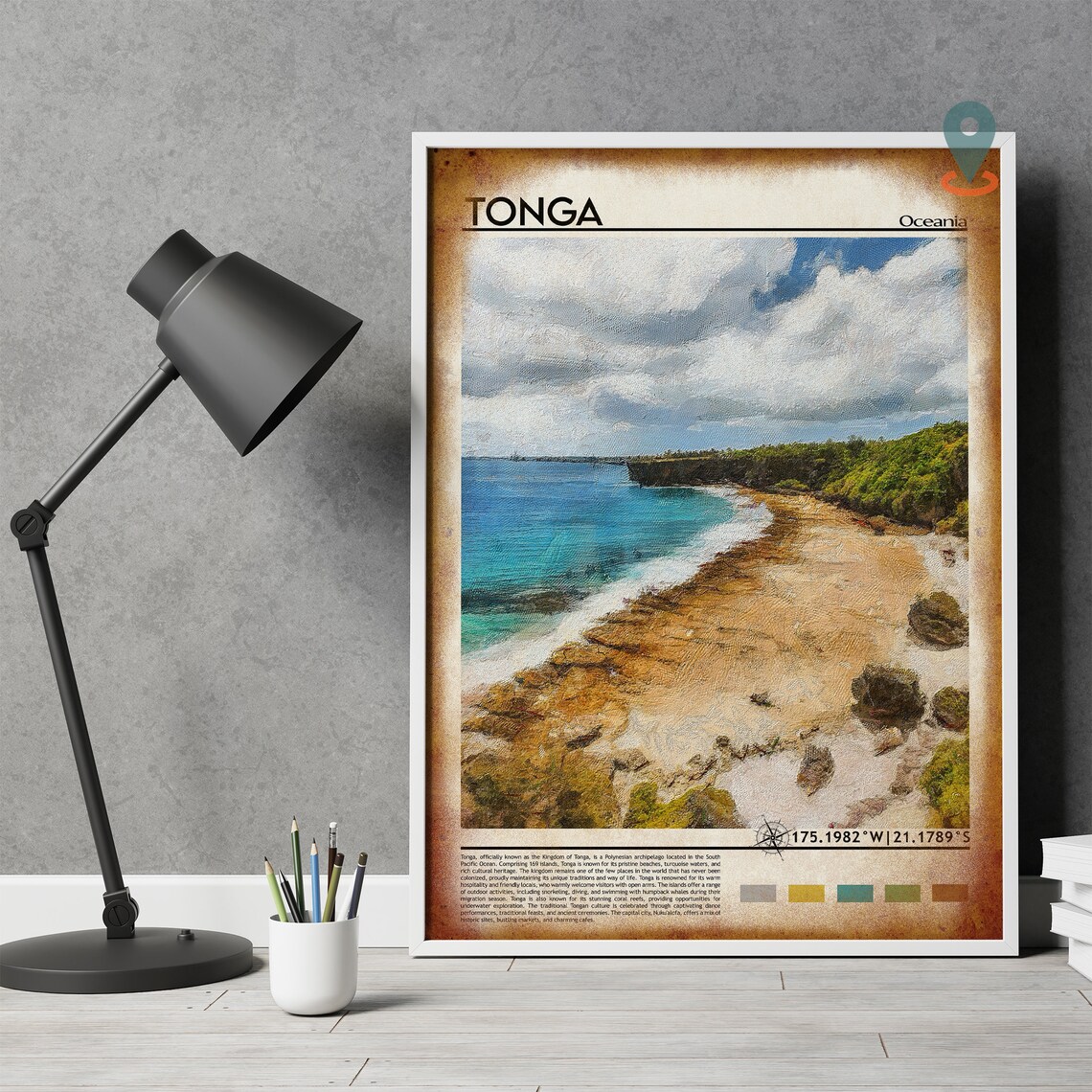 Tonga Oceania Tropical Coastline Turquoise Waters Travel Print - Image 4