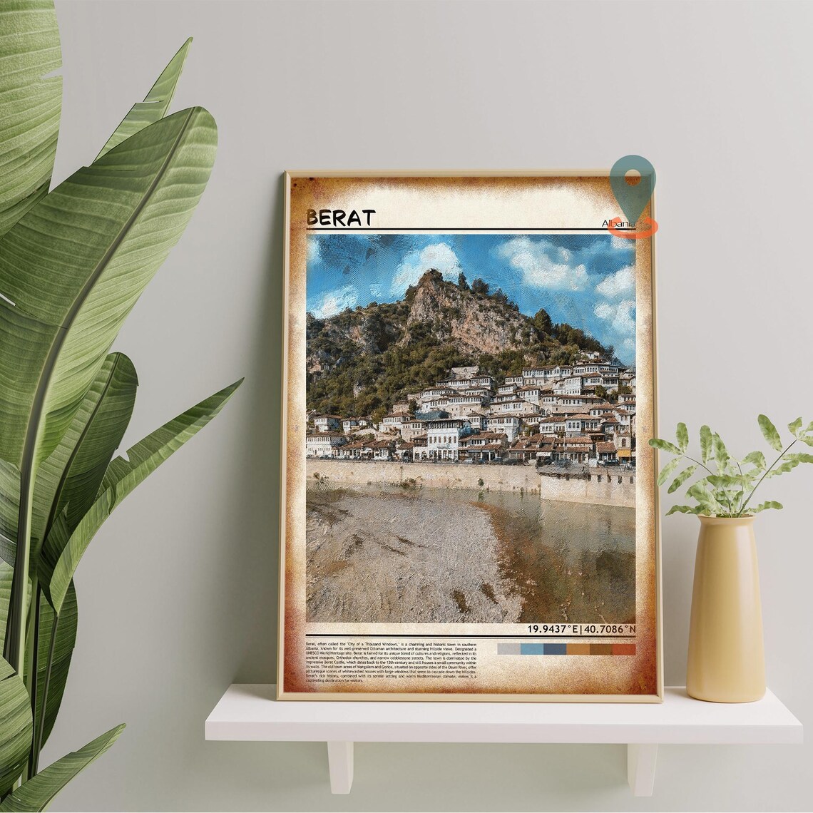 Berat Albania City of a Thousand Windows Hillside Travel Poster - Image 5