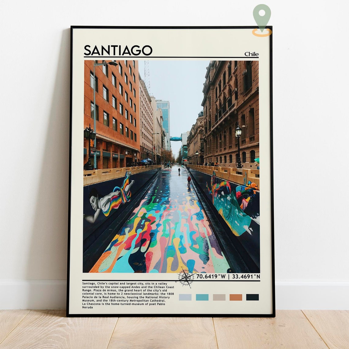 Santiago Print Vintage Poster Santiago Art Santiago Poster Santiago Photo Santiago Poster Print Santiago City Chile - Image 2