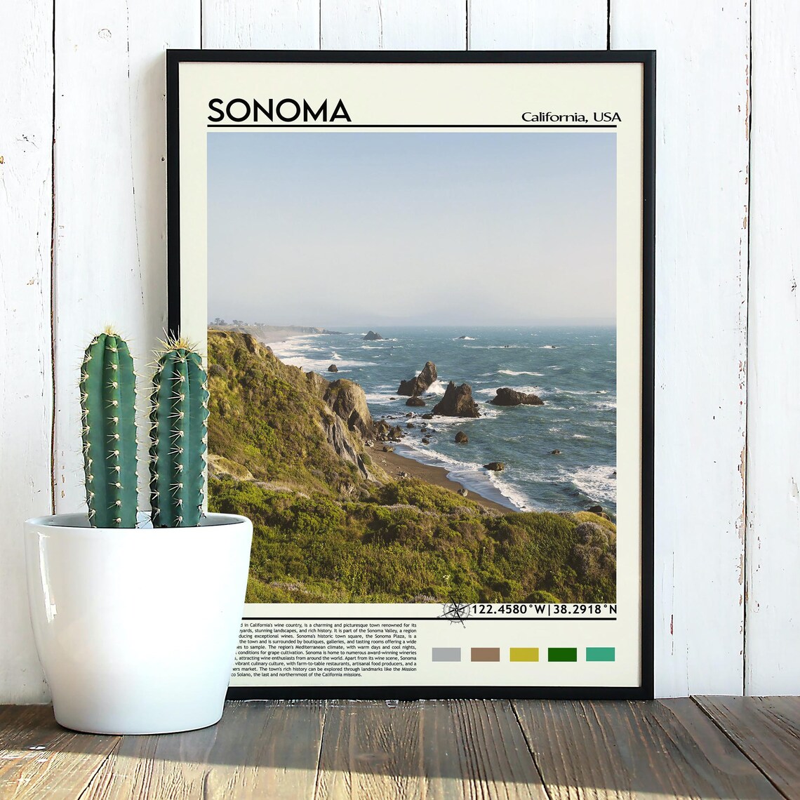 Sonoma California Coast Cliffs Pacific Ocean View Travel Poster - Image 3