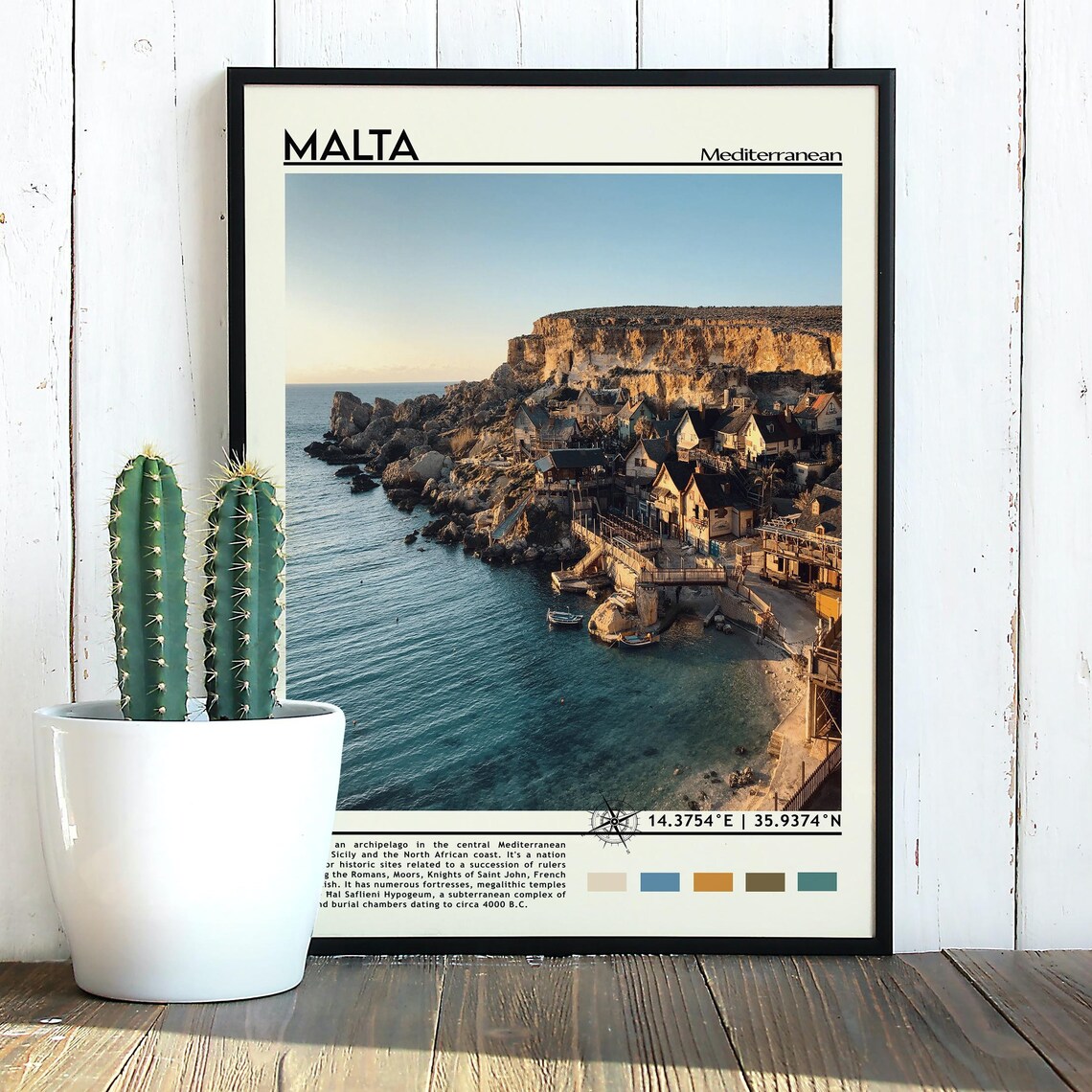 Malta Mediterranean Rocky Cove Cliffside Village Photo Poster - Image 5