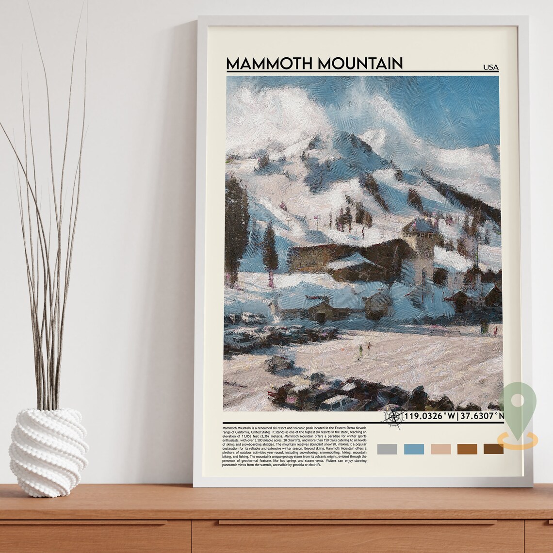 Mammoth Mountain California Ski Resort Art Painting Poster Home Decor - Image 3