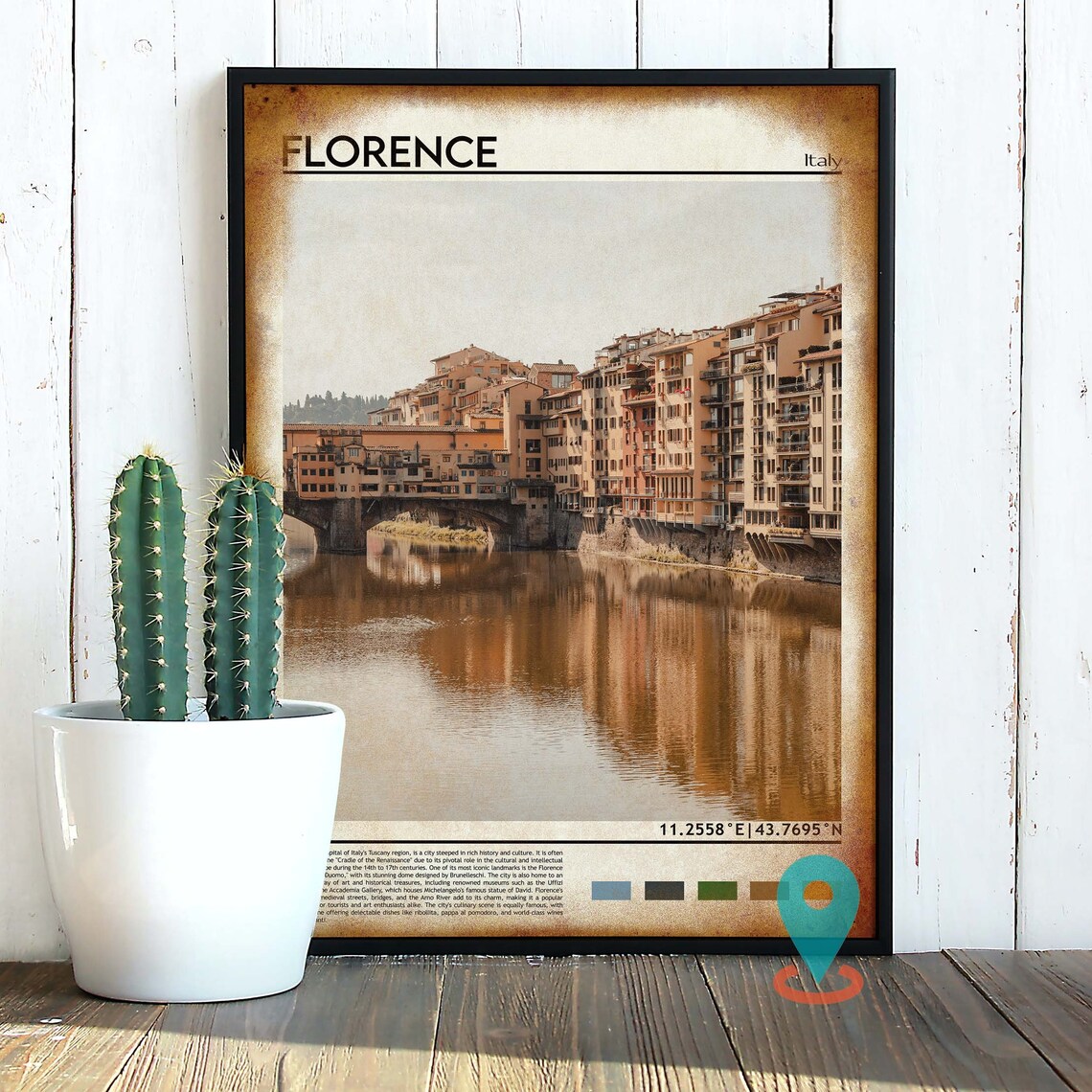 Florence Italy Ponte Vecchio Arno River Historic City Poster - Image 2
