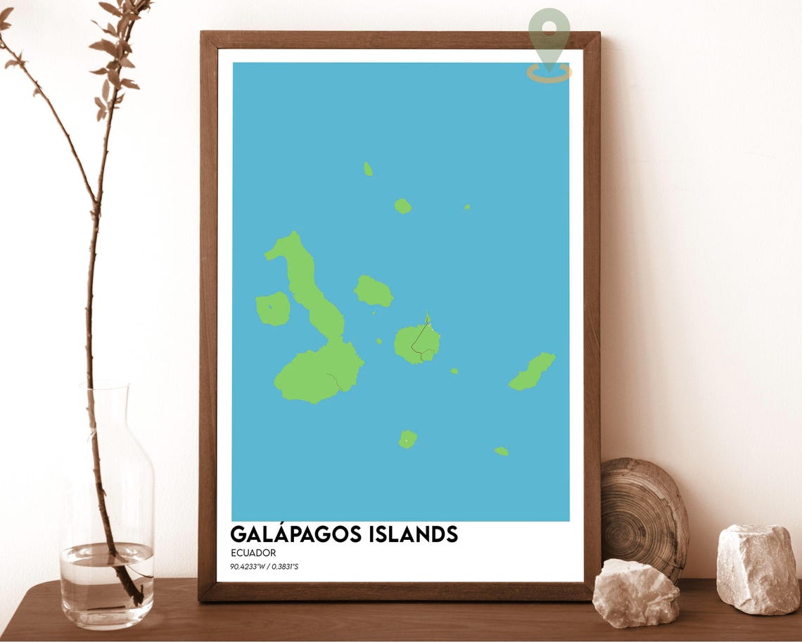 Galapagos Islands Ecuador Minimalist Archipelago Map Art Orange Poster - Image 3