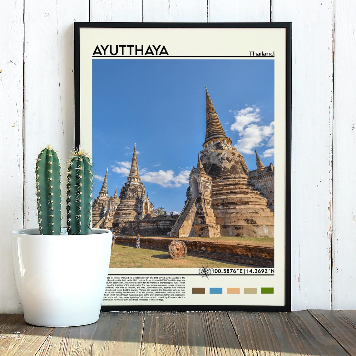 Ayutthaya Thailand Ancient Temple Ruins Sunset Travel Poster - Image 5