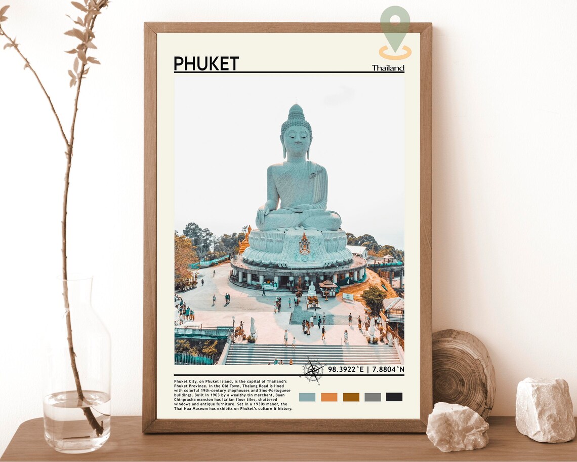 Phuket Thailand Big Buddha Statue Photo Poster Travel Decor Art