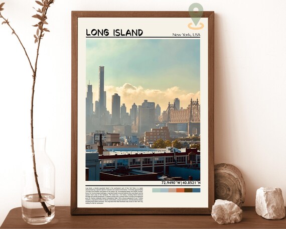Long Island New York City Skyline Queensboro Bridge Travel Poster