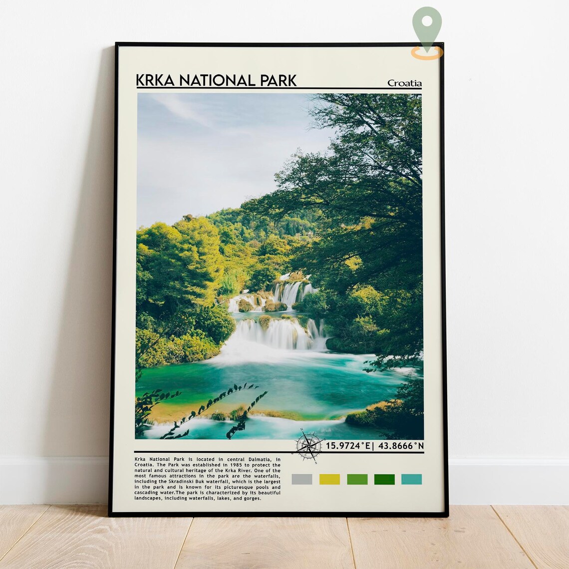 Krka National Park Croatia Skradinski Buk Waterfall Nature Travel Poster - Image 2