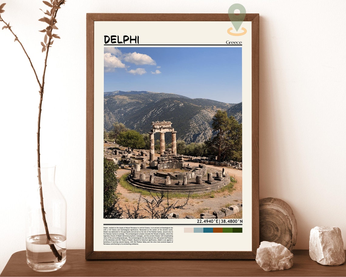 Delphi Greece Ancient Tholos Ruins Mountain Valley Photo Poster