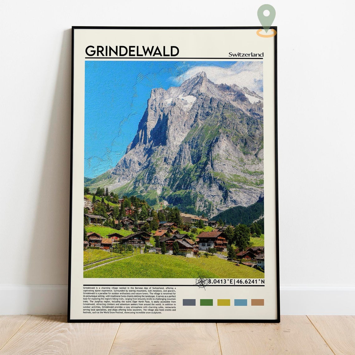 Grindelwald Switzerland Alpine Village Eiger Mountain View Poster - Image 2