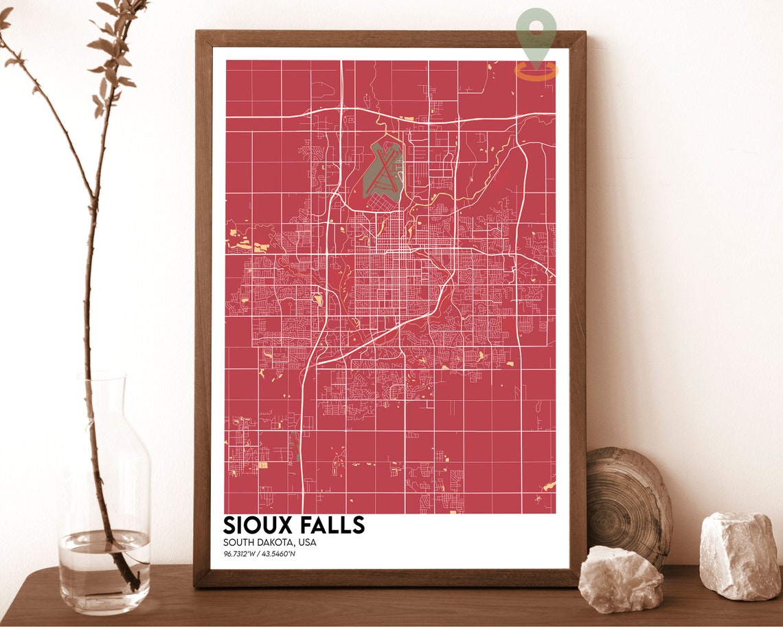 Sioux Falls South Dakota Dark Minimalist City Map Art Poster - Image 4