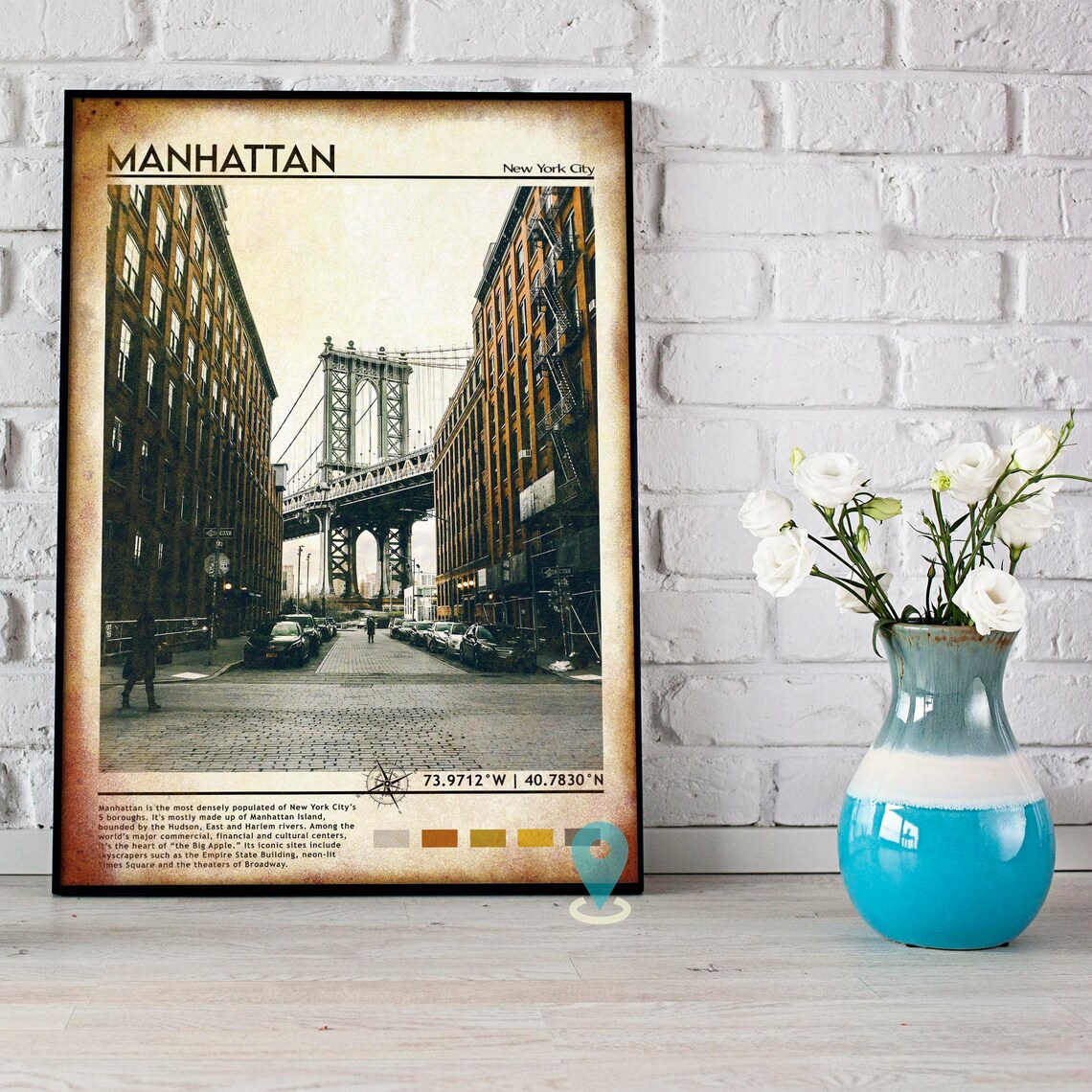Manhattan New York City DUMBO Bridge Cobblestone Street Poster - Image 4