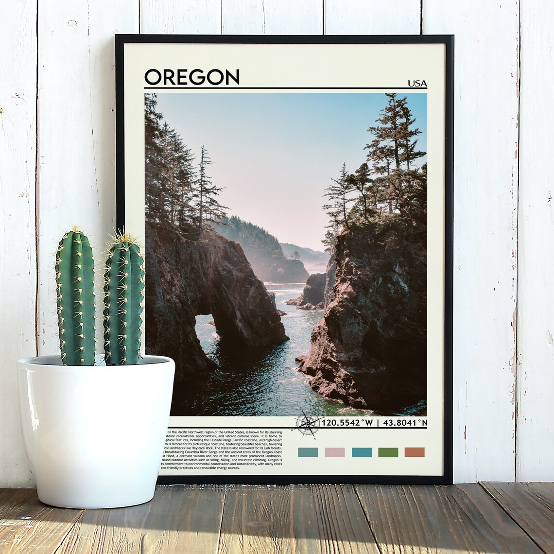 Oregon USA Rugged Sea Cliffs Pacific Coast Nature Travel Poster - Image 5