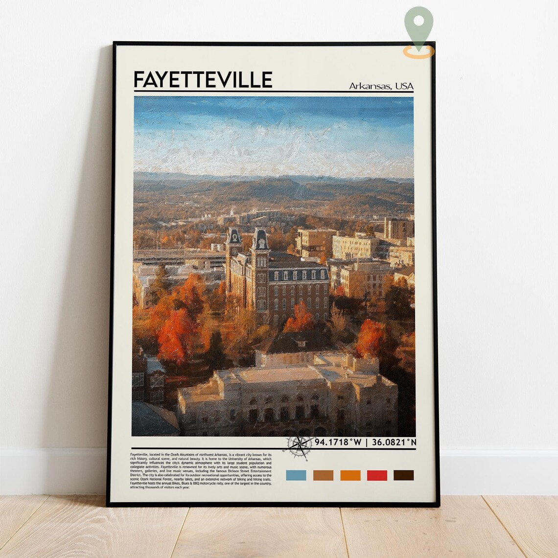 Fayetteville Arkansas University Campus Autumn Ozarks Travel Poster - Image 4