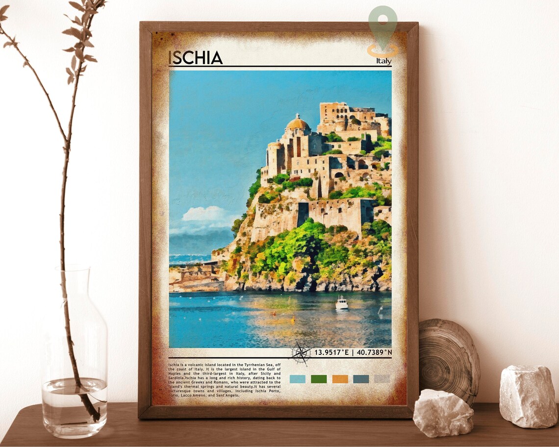 Ischia Italy Cliffside Castle Historic Island View Travel Poster - Image 6